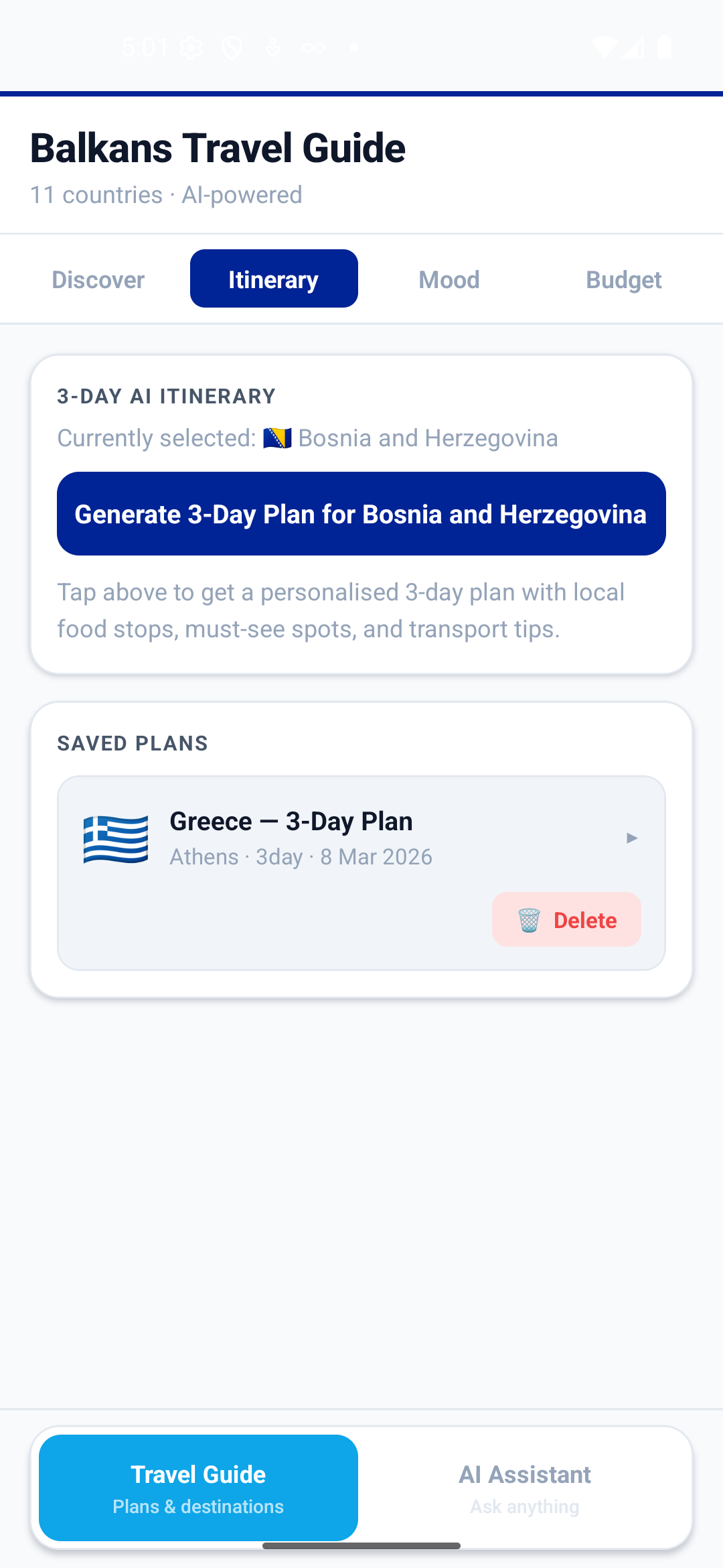 AI Chat — travel recommendations