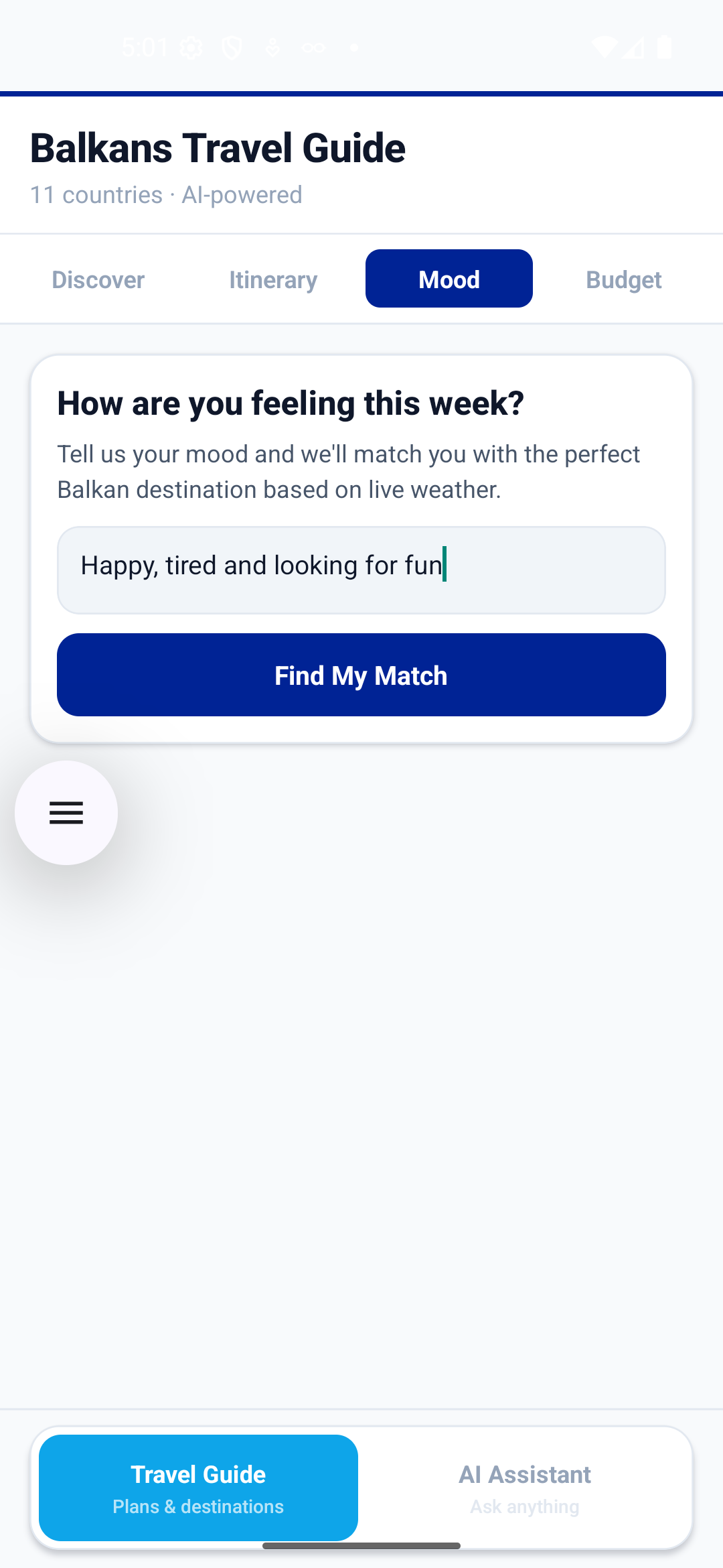 Discover — country guide with weekly picks